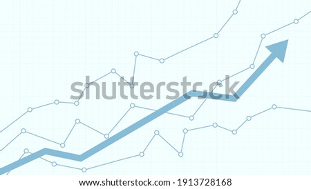 Chart or graph with arrow. Rising stock market or rise of economy. Stock chart or graph. Business, profit growth concept. Vector illustration