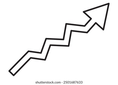 Chart graph. Black Icon graph growth with arrow isolated on white background. Hologram positive percentage. Growth direction design business management concept. Analysis pie chart. Vector illustration