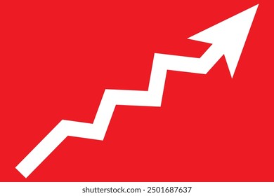 Gráfico. Crecimiento del gráfico del icono negro con la flecha aislada en el fondo blanco. Porcentaje de hologramas positivos. Concepto de gestión empresarial de diseño de dirección de crecimiento. Gráfico circular de análisis. Ilustración vectorial
