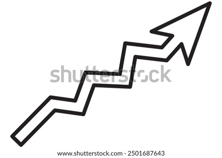 Chart graph. Black Icon graph growth with arrow isolated on white background. Hologram positive percentage. Growth direction design business management concept. Analysis pie chart. Vector illustration