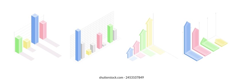 Chart and Graph with Business and Finance Data Analysis Isometric Vector Set