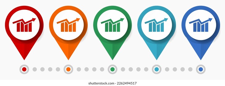 Chart,  graph concept vector icon set, flat design business pointers, infographic template