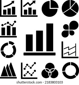 Chart graph diagram bar histograms icon in a collection with other items