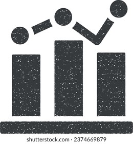Chart graph diagram line bar icon vector illustration in stamp style