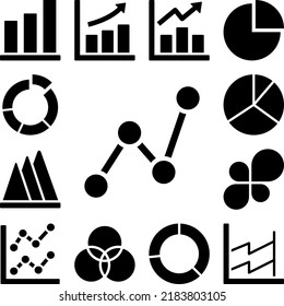 Chart graph diagram line icon in a collection with other items