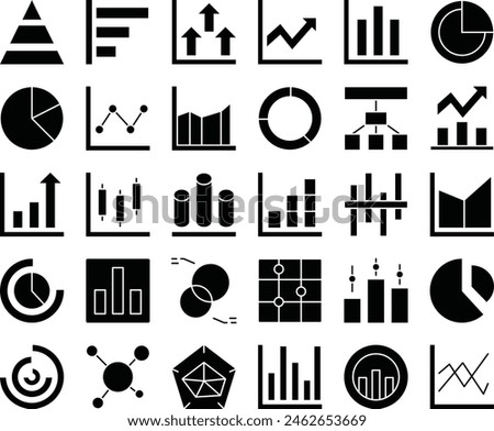 Chart graph fill icon set vector illustration stock