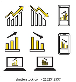 Chart Graph Finance Simple icons, illustration sets, personal computers, smartphones, infographics