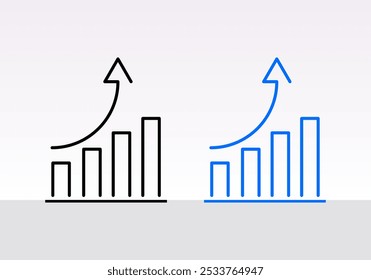 Chart graph growing up, movement, growth, progress, leap economy and business icon sign and symbol vector illustration.