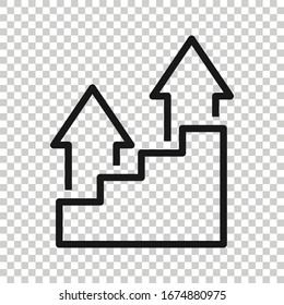 Chart graph icon in flat style. Arrow grow vector illustration on white isolated background. Analysis business concept.