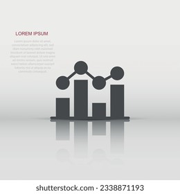 Chart graph icon in flat style. Arrow grow vector illustration on white isolated background. Analysis business concept.