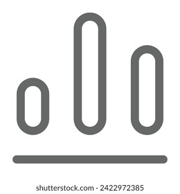 Estilo de contorno de iconos de gráfico y gráfico en formato vectorial. Gráfico de barras, gráfico circular, pictograma, vela, tendencia ascendente, tendencia descendente