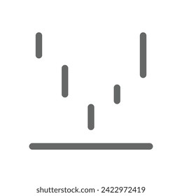 Chart and graph icon outline style in vector format. Bar chart, pie chart, pictogram, candle, uptrend, downtrend
