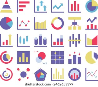 Chart graph icon set vector illustration stock