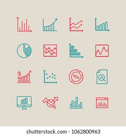 Chart and graph icon in trendy line style isolated on background. 
Symbol for your web site design, logo, app, UI. Vector illustration, EPS