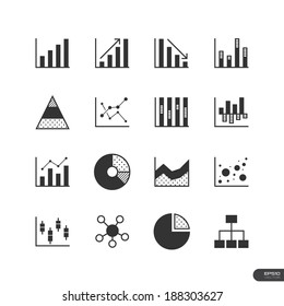 Chart and Graph Icons on white background - Vector illustration