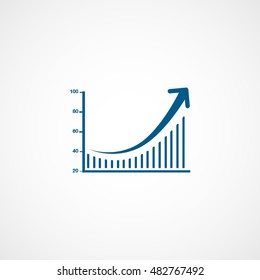 Chart Graph Increase Blue Line Icon On White Background