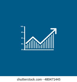 Chart Graph Increase Line Icon On Blue Background