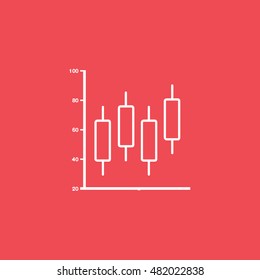 Chart Graph Increase Line Icon On Red Background