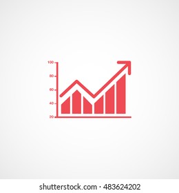 Chart Graph Increase Red Flat Icon On White Background