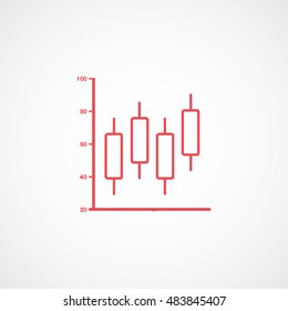 Chart Graph Increase Red Flat Icon On White Background
