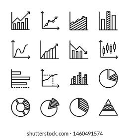 Chart and graph line icons set vector illustration