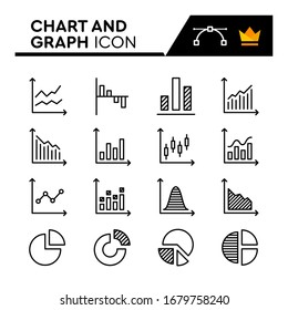 Chart and Graph line icons set. Editable Stroke