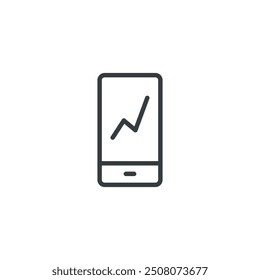 Icono de las estadísticas del negocio del teléfono móvil del gráfico, Ilustración vectorial