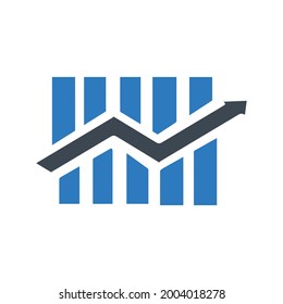 Chart graph sales bar icon (Black and blue Vector illustration)