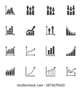 Chart and graph vector icons set, modern solid symbol collection, filled style pictogram pack. Signs, logo illustration. Set includes icons as business infographic, graph diagram statistics