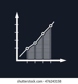 Chart , Graphic Success, Graph Growth Isolated on Black Background, Vector Illustration