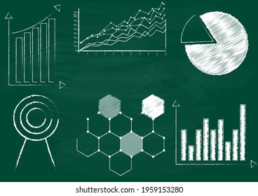 A chart graphical representation for data on Green school board vector illustration