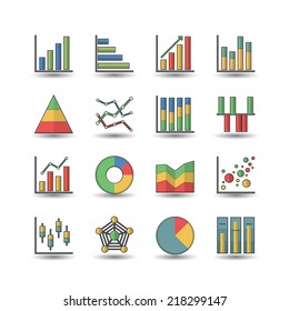 Chart and Graphs, flat style icon set - Vector illustration