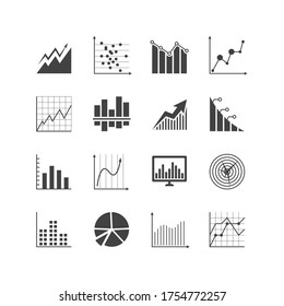 Chart and graphs icon set. flat vector graphic in white background.