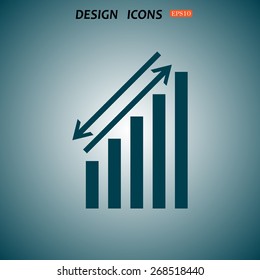 chart with green and red arrows. icon. vector design