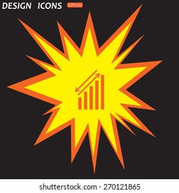 chart with green and red arrows. icon. vector design