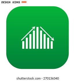 chart with green and red arrows. icon. vector design
