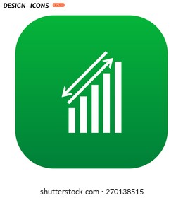 chart with green and red arrows. icon. vector design