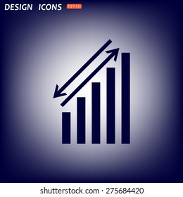 chart with green and red arrows. icon. vector design