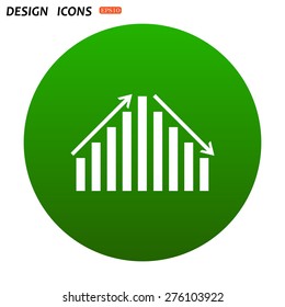 chart with green and red arrows. icon. vector design