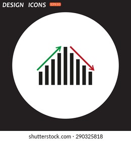 chart with green and red arrows. icon. vector design