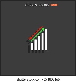 chart with green and red arrows. icon. vector design