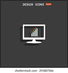 chart with green and red arrows. icon. vector design