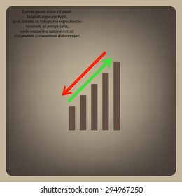 chart with green and red arrows. icon. vector design