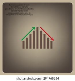 chart with green and red arrows. icon. vector design