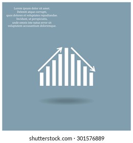 chart with green and red arrows. icon. vector design