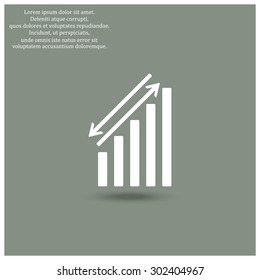 chart with green and red arrows. icon. vector design