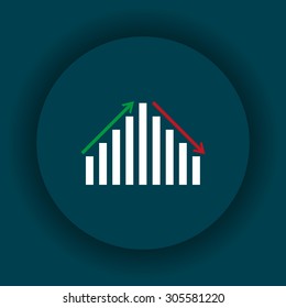 chart with green and red arrows. icon. vector design