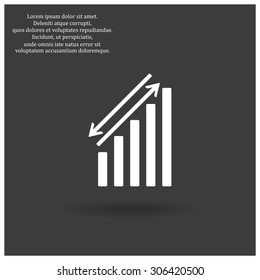chart with green and red arrows. icon. vector design