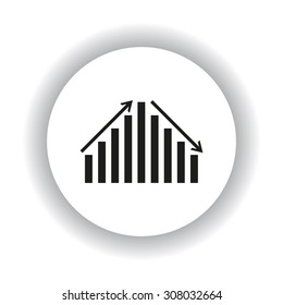 chart with green and red arrows. icon. vector design
