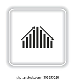 chart with green and red arrows. icon. vector design
